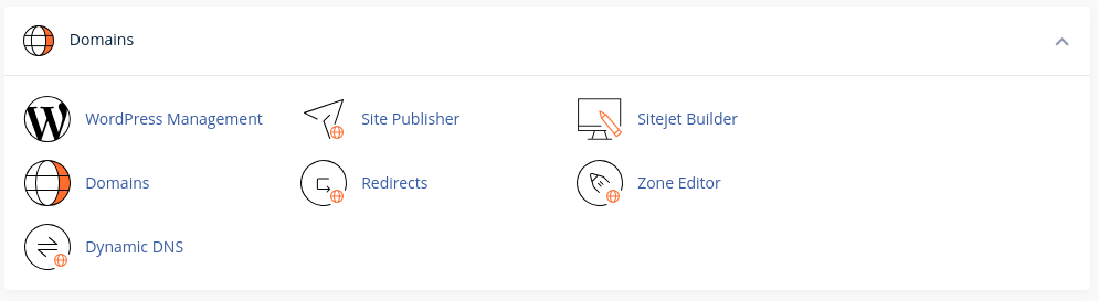 cPanel Domains Section