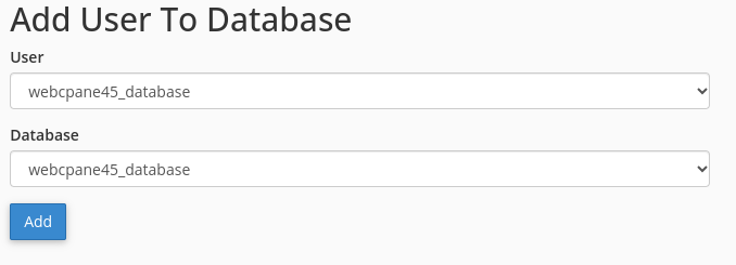 cPanel Add User to Database