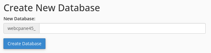 cPanel Create New Database