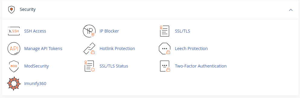 cPanel Security Section