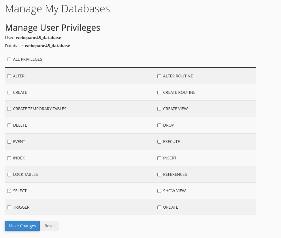cPanel User Privileges