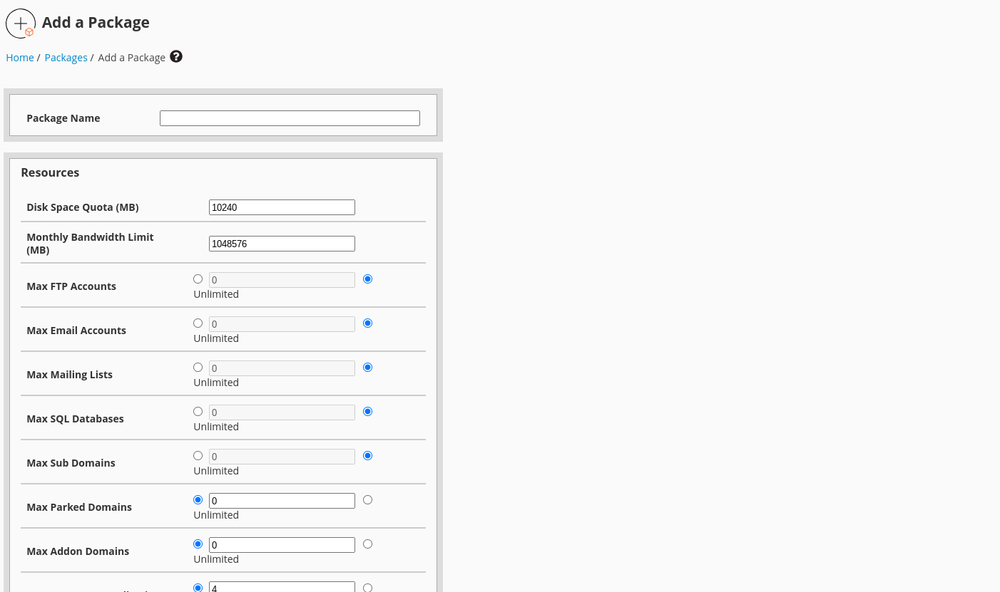 How to Create a Package in WHM - Knowledgebase - HostRainbow